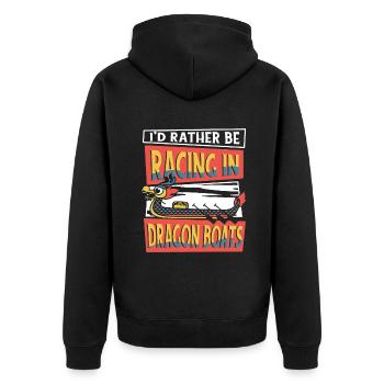 Ich würde lieber in Drachenbooten Rennen fahren Team Liebhaber - Unisex Premium Bio Zip Hoodie - Schwarz - Hinten - Nico (187cm)
