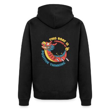 Das Boot wird von einem positiv denkenden Team-Liebhaber angetrieben - Unisex Premium Bio Zip Hoodie - Schwarz - Hinten - Nico (187cm)