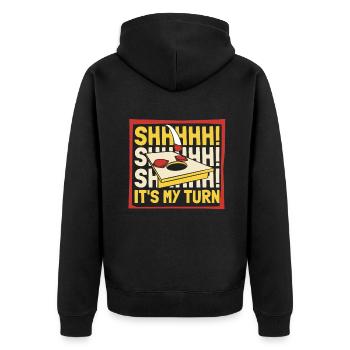 Psst, ich bin dran Spielbretter Sitzsack - Unisex Premium Bio Zip Hoodie - Schwarz - Hinten - Nico (187cm)