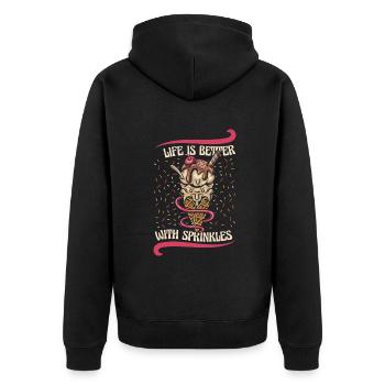 Das Leben ist besser mit Streuseln Gelato Maker Liebhaber - Unisex Premium Bio Zip Hoodie - Schwarz - Hinten - Nico (187cm)