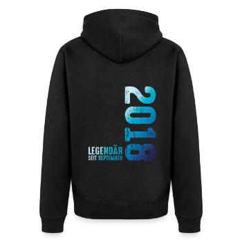 September 2018 Year 2018 Retro 2018 Vintage 2018 - Unisex Premium Organic Zip Hoodie - black - Back - Nico (187cm)
