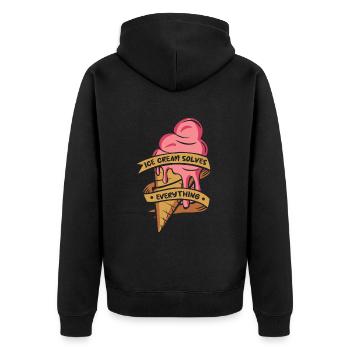 Eiscreme löst alles, was Liebhaber von Eismaschinen haben - Unisex Premium Bio Zip Hoodie - Schwarz - Hinten - Nico (187cm)