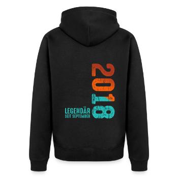 September 2018 Legendary since - Unisex Premium Organic Zip Hoodie - black - Back - Nico (187cm)