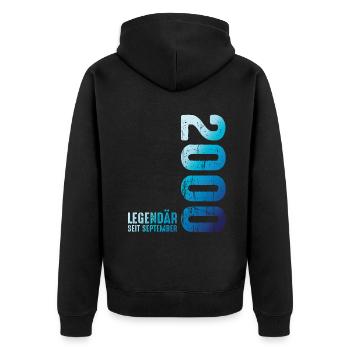 Légendaire depuis septembre 2000 - Veste à capuche bio Premium Unisexe - noir - Dos - Nico (187cm)