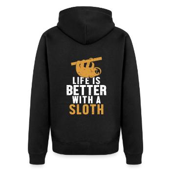 Life is Better with a Sloth Pilosa Folivora Lover - Unisex Premium Organic Zip Hoodie - black - Back - Nico (187cm)