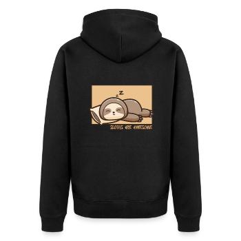 Sloth Doodle Chinese Hanzi Folivora - Unisex Premium Organic Zip Hoodie - black - Back - Nico (187cm)