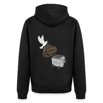 World Day of Peace - Unisex Premium Organic Zip Hoodie - black - Back - Nico (187cm)
