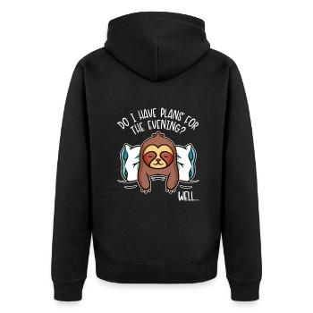 J’ai des projets pour le soir à gorge brune - Veste à capuche bio Premium Unisexe - noir - Dos - Nico (187cm)