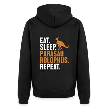Eat Sleep Parasaurolophus Repeat Dinosaur - Unisex Premium Organic Zip Hoodie - black - Back - Nico (187cm)