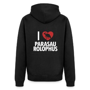 I love Parasaurolophus Dinosaur Lover - Unisex Premium Organic Zip Hoodie - black - Back - Nico (187cm)