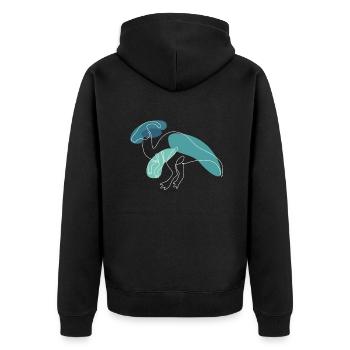 Lineart Parasaurolophini Hadrosauridae Lover - Unisex Premium Organic Zip Hoodie - black - Back - Nico (187cm)