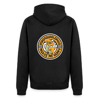 Makes Me Happy Parasaurolophini Dinosaur - Unisex Premium Organic Zip Hoodie - black - Back - Nico (187cm)