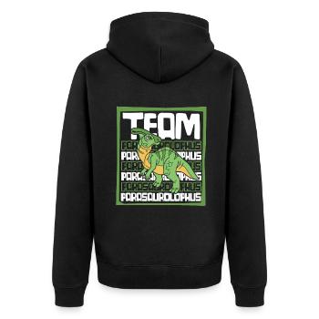 Team Parasaurolophini Dinosaur Hadrosauridae - Unisex Premium Organic Zip Hoodie - black - Back - Nico (187cm)