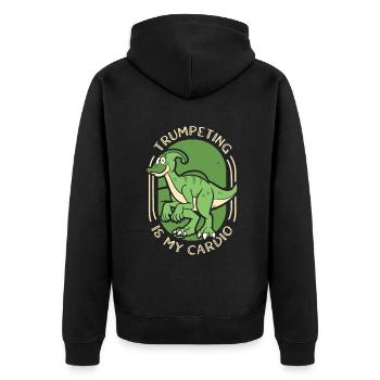 Trumpeting Is My Cardio Hadrosauridae Lover - Unisex Premium Organic Zip Hoodie - black - Back - Nico (187cm)