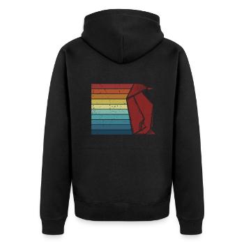 Retro Eule Papierkranich Falten Meister Origami - Unisex Premium Bio Zip Hoodie - Schwarz - Hinten - Nico (187cm)
