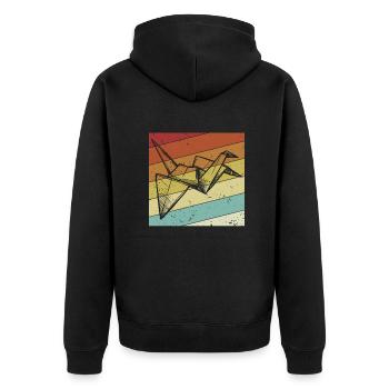 Rétro pliant hibou grue en papier maître origami - Veste à capuche bio Premium Unisexe - noir - Dos - Nico (187cm)