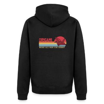 Origami mehr als ein Hobby Paper Crane Folding - Unisex Premium Bio Zip Hoodie - Schwarz - Hinten - Nico (187cm)