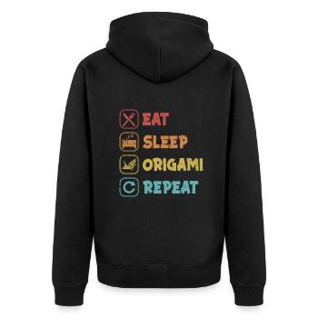 Manger dormir origami répéter grue en papier pliant hibou - Veste à capuche bio Premium Unisexe - noir - Dos - Nico (187cm)