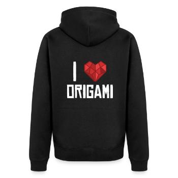 Ich liebe Origami Papierkranich Falten Eule Meister - Unisex Premium Bio Zip Hoodie - Schwarz - Hinten - Nico (187cm)