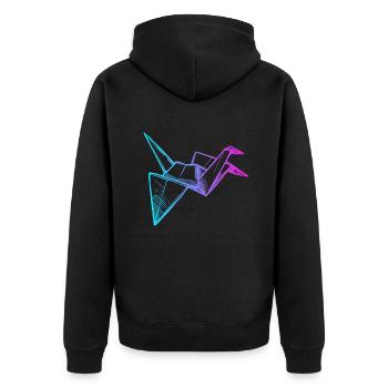 Falten Eule Papierkranich Meister Origami - Unisex Premium Bio Zip Hoodie - Schwarz - Hinten - Nico (187cm)