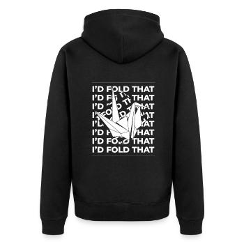 I'd Fold That Owl Paper Crane Folding Master - Unisex Premium Organic Zip Hoodie - black - Back - Nico (187cm)