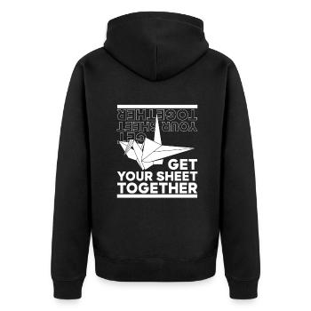 Holen Sie sich Ihr Blatt zusammen Papierkranich Falteule - Unisex Premium Bio Zip Hoodie - Schwarz - Hinten - Nico (187cm)