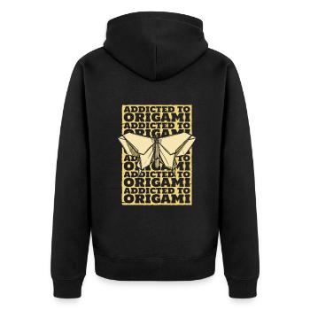 Addicted To Origami Owl Paper Crane Folding - Unisex Premium Organic Zip Hoodie - black - Back - Nico (187cm)