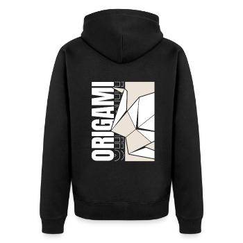 Falten Eule Papierkranich Meister Origami - Unisex Premium Bio Zip Hoodie - Schwarz - Hinten - Nico (187cm)