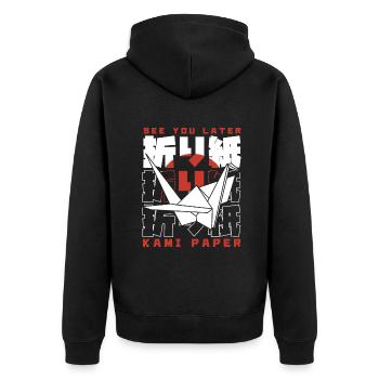 See You Later Kami Paper Folding Owl Paper Crane - Unisex Premium Organic Zip Hoodie - black - Back - Nico (187cm)