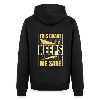 This Crane Keeps Me Sane Owl Paper Crane Folding - Unisex Premium Organic Zip Hoodie - black - Back - Nico (187cm)