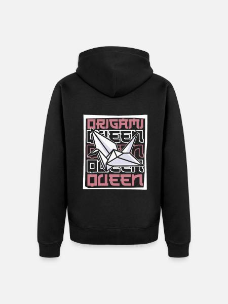 Origami dronning folde ugle papir trane mester - Premium økologisk unisex-hættejakke - sort