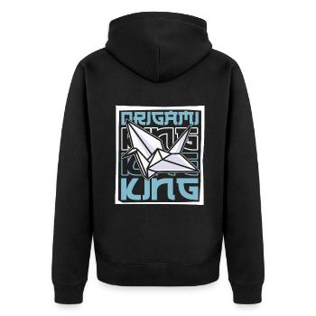 Origami King Papierkranich Falten Eule Master - Unisex Premium Bio Zip Hoodie - Schwarz - Hinten - Nico (187cm)
