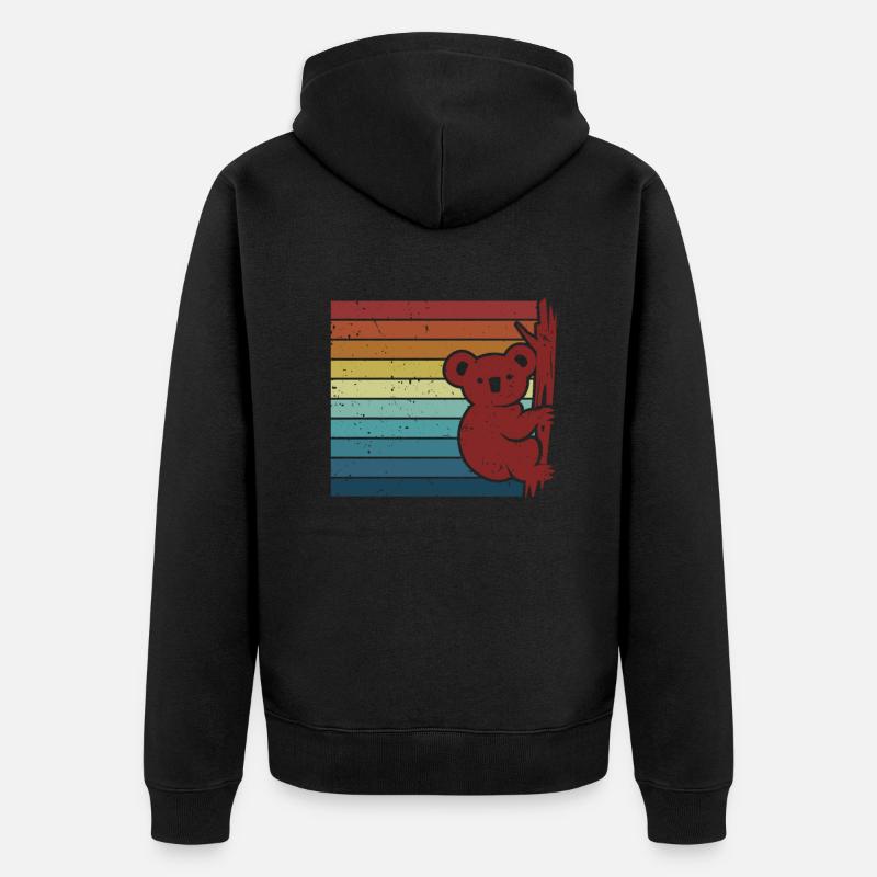 Rétro Koalabear Phascolarctos Cinereus Eucalyptus - Veste à capuche bio Premium Unisexe - noir