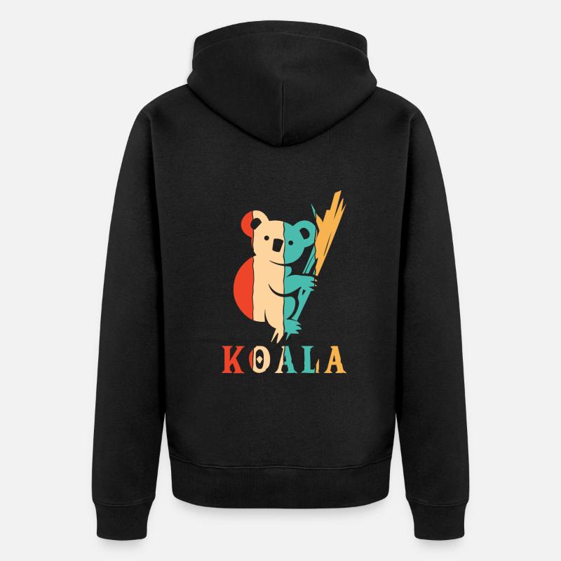 Rétro Koalabear Phascolarctos Cinereus Eucalyptus - Veste à capuche bio Premium Unisexe - noir