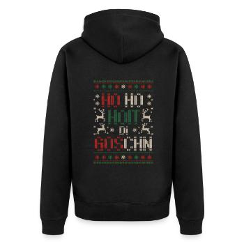 Ho Ho Hoit Di Goschn Weihnachten - Unisex Premium Bio Zip Hoodie - Schwarz - Hinten - Nico (187cm)