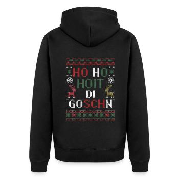 Ho Ho Hoit Di Goschn Weihnachten - Unisex Premium Bio Zip Hoodie - Schwarz - Hinten - Nico (187cm)