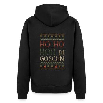 Ho Ho Hoit Di Goschn Weihnachten Lustig - Unisex Premium Bio Zip Hoodie - Schwarz - Hinten - Nico (187cm)
