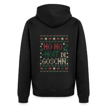 Ho Ho Hoit Di Goschn Weihnachten Lustig - Unisex Premium Bio Zip Hoodie - Schwarz - Hinten - Nico (187cm)