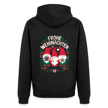 Frohe Weihnachten Lustige Gnome Winterfreude - Unisex Premium Bio Zip Hoodie - Schwarz - Hinten - Nico (187cm)