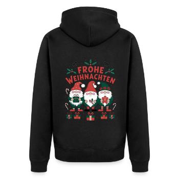 Frohe Weihnachten Mit Weihnachtsgnomen - Unisex Premium Bio Zip Hoodie - Schwarz - Hinten - Nico (187cm)