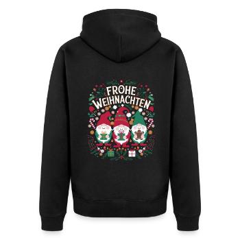 Frohe Weihnachten Gnome Familie Freude - Unisex Premium Bio Zip Hoodie - Schwarz - Hinten - Nico (187cm)