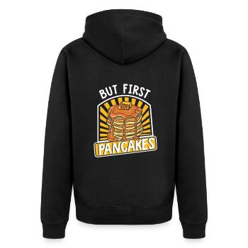 Aber erste Pfannkuchen Rezepte Grillkuchen Liebhaber - Unisex Premium Bio Zip Hoodie - Schwarz - Hinten - Nico (187cm)