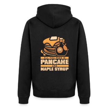 Alles, was Sie brauchen, ist ein Pfannkuchen- und Ahornsirup-Liebhaber - Unisex Premium Bio Zip Hoodie - Schwarz - Hinten - Nico (187cm)