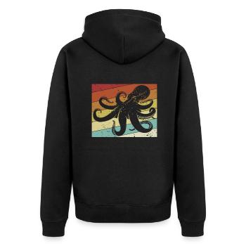 Retro Cephalopoda Octopodes Octopoda Lover Octopus - Unisex Premium Organic Zip Hoodie - black - Back - Nico (187cm)
