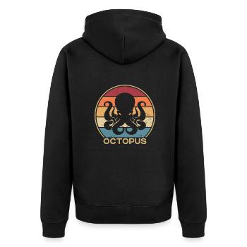 Retro Octopoda Cephalopoda Octopodes Lover Octopus - Unisex Premium Organic Zip Hoodie - black - Back - Nico (187cm)