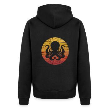Retro Octopodes Octopoda Cephalopoda Lover Octopus - Unisex Premium Organic Zip Hoodie - black - Back - Nico (187cm)