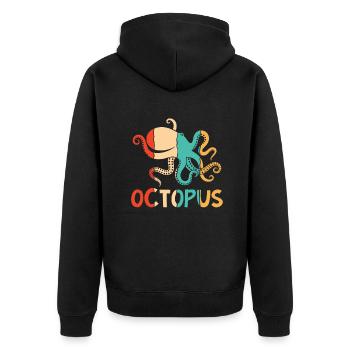 Retro Cephalopoda Octopodes Octopoda Lover Octopus - Unisex Premium Organic Zip Hoodie - black - Back - Nico (187cm)