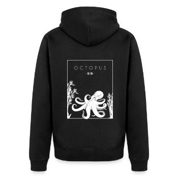 Octopus Chinese Hanzi Cephalopoda Octopodes - Unisex Premium Organic Zip Hoodie - black - Back - Nico (187cm)