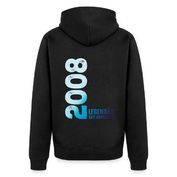 Limited Edition November 2008 Legendary Since - Unisex Premium Organic Zip Hoodie - black - Back - Nico (187cm)