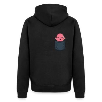 Octopus Chest Pocket Octopoda Cephalopoda - Unisex Premium Organic Zip Hoodie - black - Back - Nico (187cm)